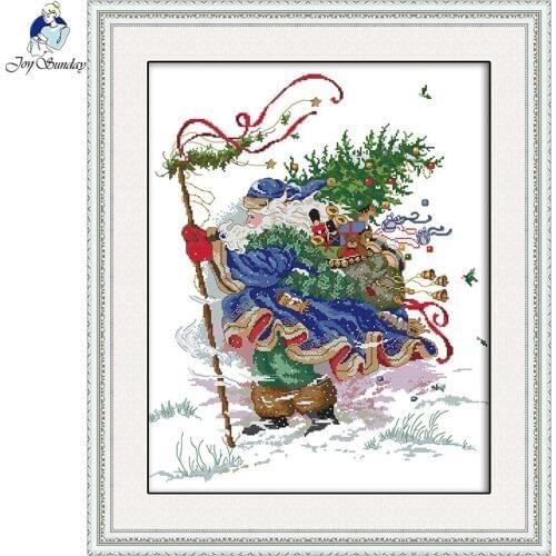 Joy Sunday Christmas patterns Cross Stitch kit 14CT DMC DIY Cross Stitch Printed Canvas Needlework Set Christmas Home decoration