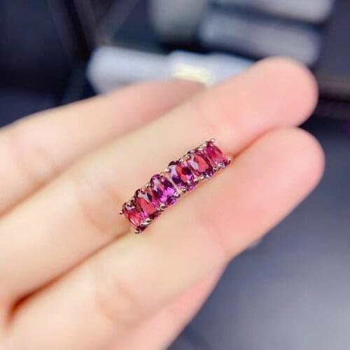 New Natural Mozambique Pigeon Blood Garnet Ring 925 Silver Womens Wedding Essential Jewelry