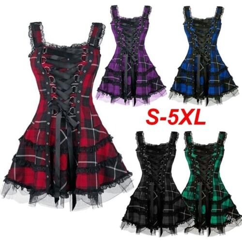 Xxxxxl Medieval Cosplay Costumes Women Fashion Gothic Dress Women Sleeveless Cross Lace Up Slim Waist Short Performance Clothing