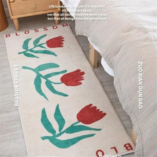Tulip Printing Bedroom Mat Cartoon Non-slip For Living Room Carpet On The Floor Absorbent Kitchen Bathroom Rug Home Decoration