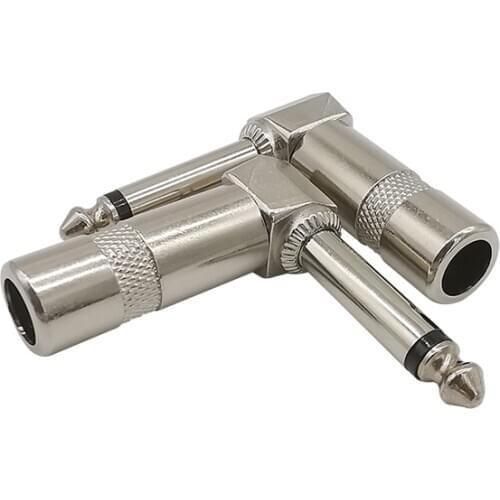 Metal 6.35mm Plug Right Angle Male Mono Plug L-shape Audio Connector 1/4" 6.35 90 Degree Jack Solder Connector for Guitar Audio