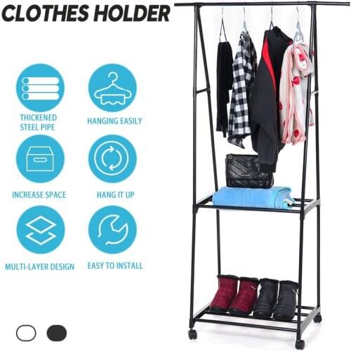 Multifunction Triangle Metal Coat Rack Mobile Removable Clothing Hanging Storage Rack Hanger Floor Stand Coat Rack With Wheel