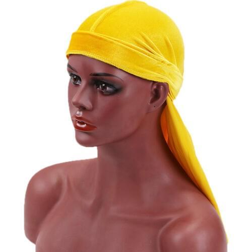 Mens Velvet Durag Unisex Breathable Bandana Hat Du Rag Long Tail Headwear Chemo Cap