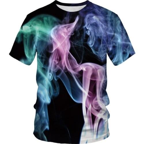 Mens T-shirt Fashion 3D Printing Smoke Casual Sports T-shirt Short Sleeve O Neck Breathable Summer Hot Sale 2021