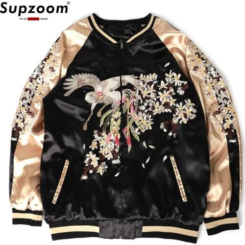 2020 New Arrival Top Fashion Zipper No Coat Female Gold Embroidery Baseball Uniform Floral Brand Clothing Bomber Jacket Men