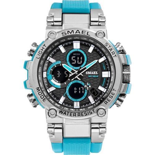 Mens Sport Watches Digital Double Time Chronograph Watch Mens LED Chronometre Week Display Multi-function Electronic Watch