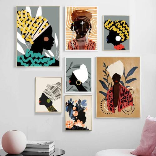 Wall Art Canvas Painting Africa National Style Girl Abstract Nordic Posters And Prinrts Wall Pictures For Living Room Salon Club