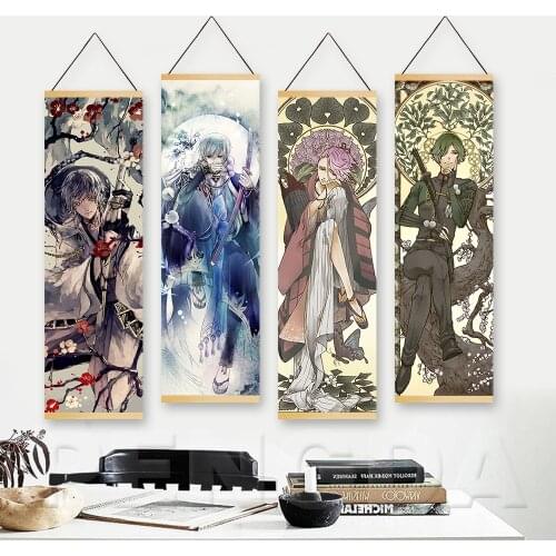 Printed Wall Art Canvas Pictures Anime Touken Ranbu Online Game Painting Posters Wood Hanging Scrolls Home For Living Room Decor