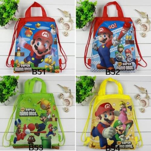 Super Mario Bros Theme Non-woven Bag Fabric Backpack Child Travel School Bag Decoration Mochila Drawstring Outdoor Sports Bags