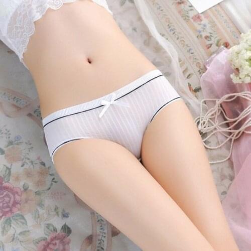 Thread Princess Sexy Ice Silk Medium Waist Womens Underwear Bowknot Breathable Hip Lifting Cotton Crotch Briefs