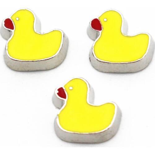 Newest 10pcs/lot duck floating charms Alloy charms living glass memory lockets diy Accessory jewelry