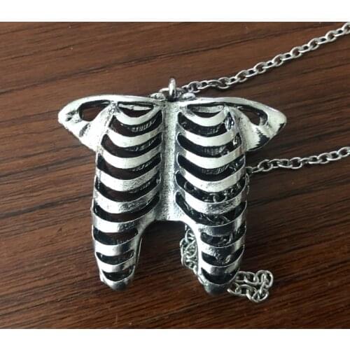 Regalrock Gothic Anatomical Rib Necklace Occult Satanic Devil Halloween Skeleton Bones Statement Punk NU-GOTH Jewelry