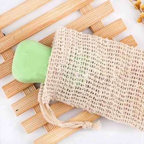 Cotton Linen Soap Foaming Net Shower Exfoliator Sponge Pouch Comfortable Blister Mesh Soap Saver Bag Foaming Net Bath Supplies