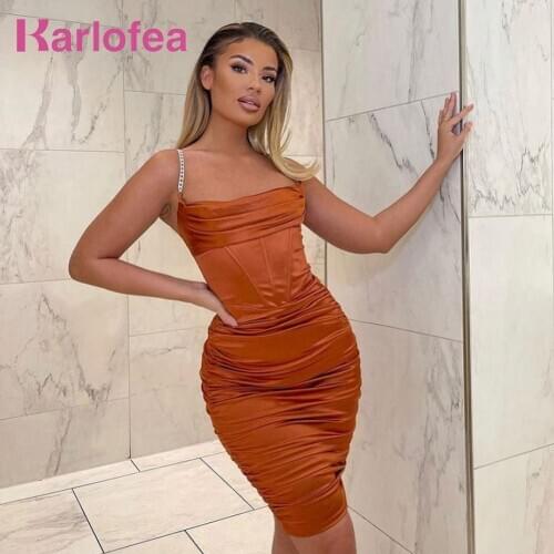 Karlofea Dresses For Women 2020 Elegant Birthday Prom Evening Party Night Club Outifts Corset Midi Dress For New Year Sexy Dress