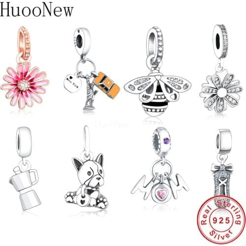 New York Apple Statue Of Liberty Yellow Taxi Dangle Fit Original Charms Bracelet 925 Sterling Silver Jewelry Pendant DIY