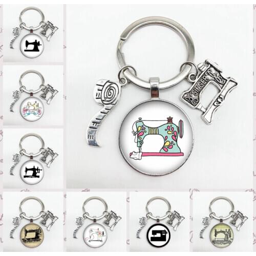 Popular New Scissors Sewing Machine Pendant Keychain Cute Sewing Machine Tailor Clothing Designer Memorial Keychain Jewelry