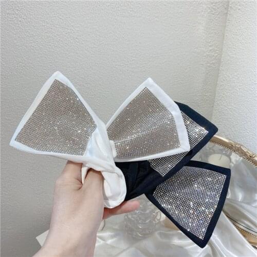 Lazy Twist Clip Disc Large Bow Flash Rhinestone Hairbands Female Summer Hair Tie Girl Headbands Casual Decorate Heir Accessories