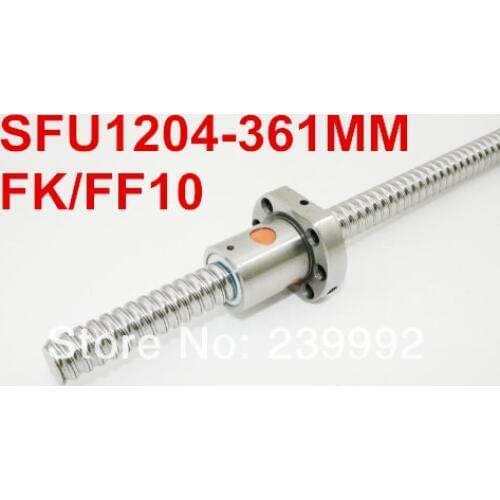 Ball screw SFU1204 - L361mm+ 1pc Ballscrew Ballnut for CNC and FK/FF10 standard processing+ 1 set FK/FF10