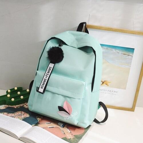 Black green girl school bags for teenage backpack Women College wind SchoolBag female High student bookbag fashion Hairball