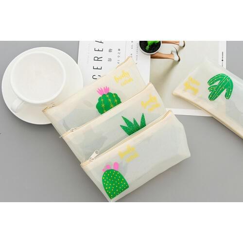 Lovely Cactus Silicone large capacity Pencil Case Stationery Storage Organizer Bag School Office Supply Gift Stationery