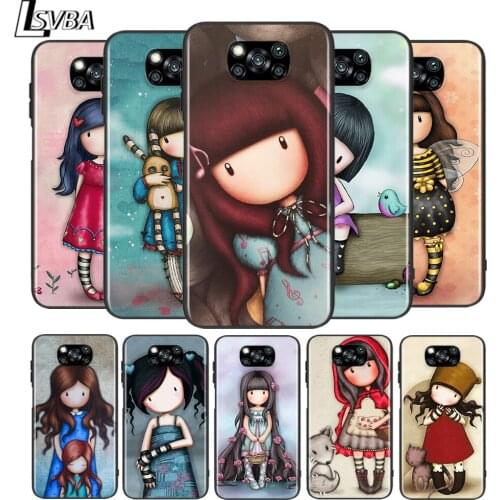 Cartoon cute little girl for Xiaomi Poco X3 NFC X2 M3 M2 F2 Pro C3 F1 A2 Lite A1 Mix3 Play Silicone Soft Black Phone Case
