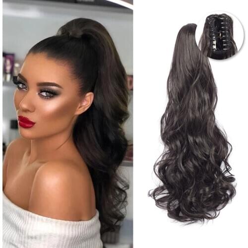 Synthetic Claw Ponytail 22'' Long Wavy Instant Ponytail 150g Clip On Hair Extension Pure Color Claw Jaw in Fake Hair Pieces