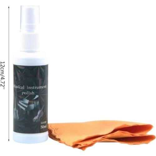 50ml Guitar Bass Stringed Instrument String Maintenance Cleaner Polish Treated Spray with Cleaning Cloth W8EE
