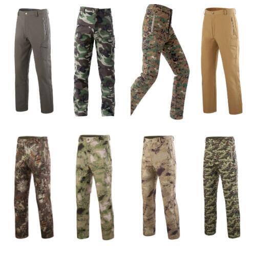 Tactical Shark Skin Soft Shell Pants Winter Training Mens Sports Outwear Fleece Warm Trousers Combat SWAT Duty Army Camouflage