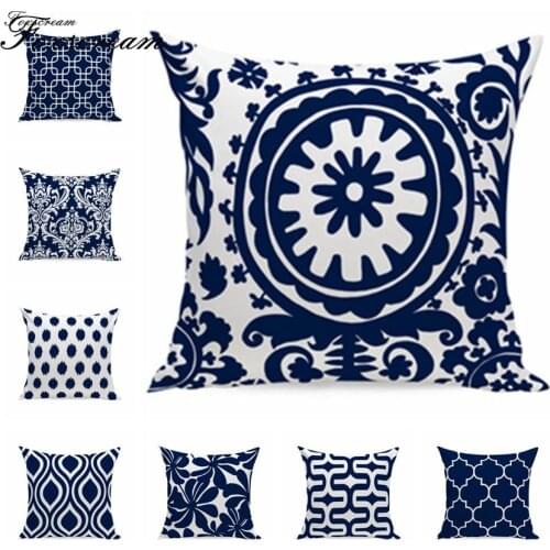 Navy Blue Decorative Cushion Cover Home Decor Velvet Pillow Cover For Sofa 45*45cm Home Decor Geometric Pillows Case