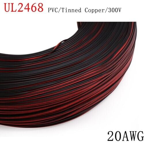 UL2468 20AWG 2pin Wire 0.5mm PVC Insulated Extend Cord Tinned Copper Electric Cable Car Audio LED DIY Connector Black Red White