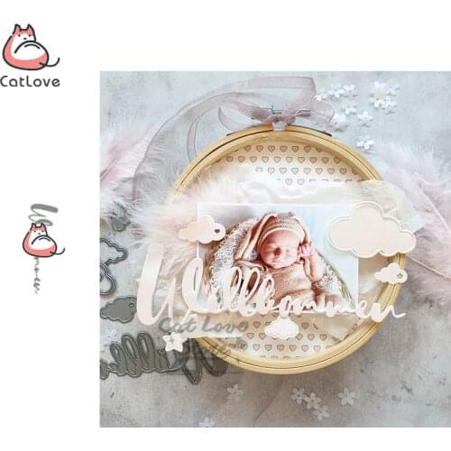 Willkommen German Welcome Metal Cutting Dies Scrapbooking Stencil Die Cuts Card Making DIY Craft Embossing New Dies For 2020