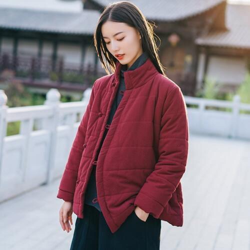 Aransue New Cotton and cotton Womens Wear in Winter 2019 coat short design hand work button cotton padded jackets