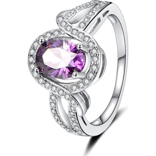 2019 Hot Sale Fashion Rings Crystal Zirconia White Gold Color Ring For Women Luxury Engagement Ring Elegant Wedding Jewelry Gift