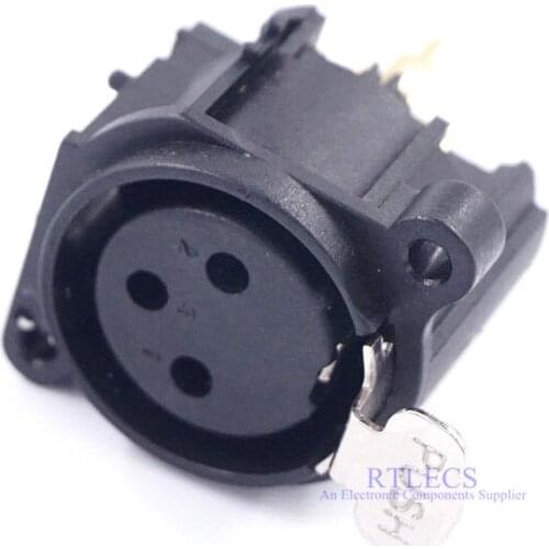 2pcs Female 3 Pole Vertical PCB Mount XLR Receptacle Straight Through Holes Socket cross NC3FAV2 Stamped Leads Gold plated