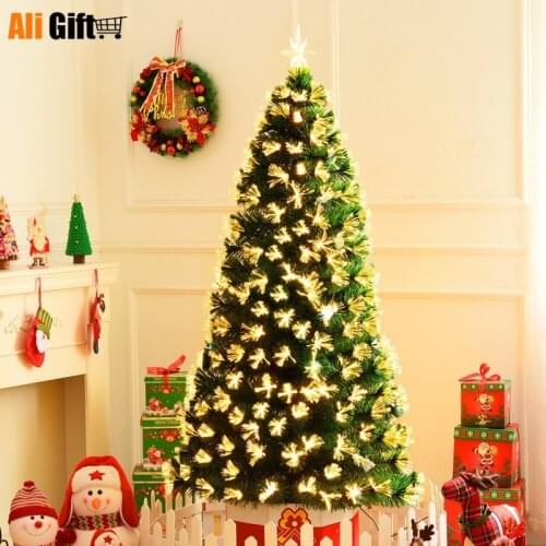 2021 Luxury Warm Light Fiber Christmas Tree Led Light Luxury Xmas Artificial Tree Decoration Gift Ornaments for Home