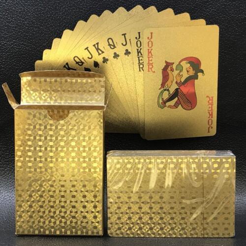 24K Gold Playing Cards Poker Game Deck Gold Foil Poker Set Plastic Magic Card Durable Waterproof Cards Magic