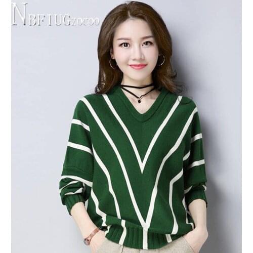 4 Colors Can Choose Women Sweater Korean Stripe Knitting Female Sweaters