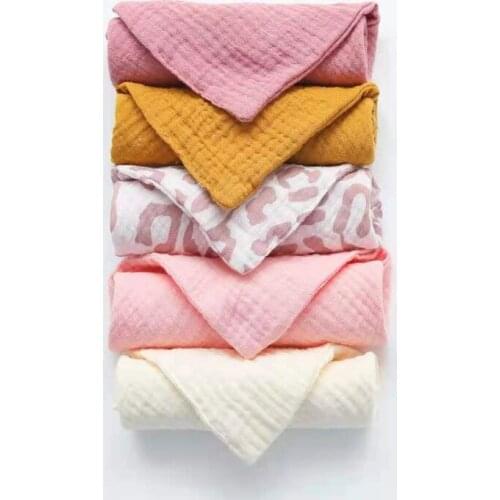 5 Pcs Baby Cotton Square Towel Infant Hand Face Washcloth Handkerchief Muslin Cloth Feeding Bib Burp Cloth Saliva Towel