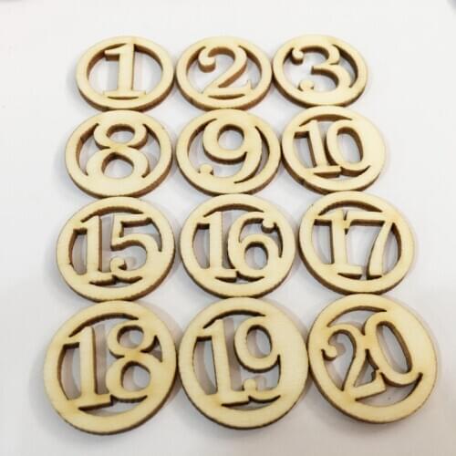 50pcs Wooden Capital Number Wood Slices Craft Wood Kit Unfinished Predrilled Wooden Circles for Arts Crafts Christmas DIY Crafts