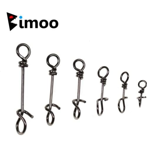 Bimoo 50pcs Stainless Steel Quick Lock Snap Spring Clamp Buckle Lure Drop Rigs Connector Saltwater Fishing Gear Solid Fasteners