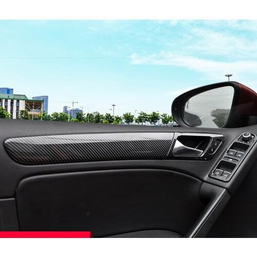 ABS Carbon Fiber Printed Car Window Control Door Handle Panel Cover Moulding Trim for Volkswagen Golf 6 2008-2012 MK6 Styling