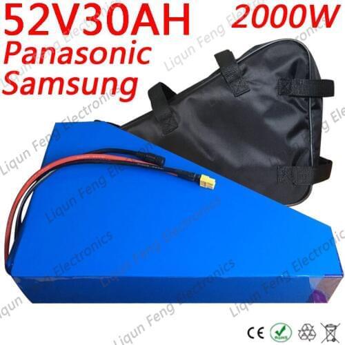 52V 2000W Triangle Battery 52V 30AH use NCR18650PF/SAMSUNG cell Lithium Battery 52V 30AH E-Bike Battery with 58.8V 5A Charger