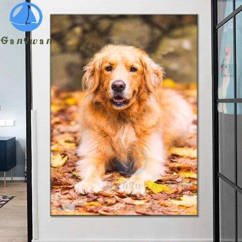 DIY 5D Diamond Painting Golden Retriever Dog Diamond Embroidery Cross Stitch Kits Animal Mosaic Full Round Rhinestone Home Decor
