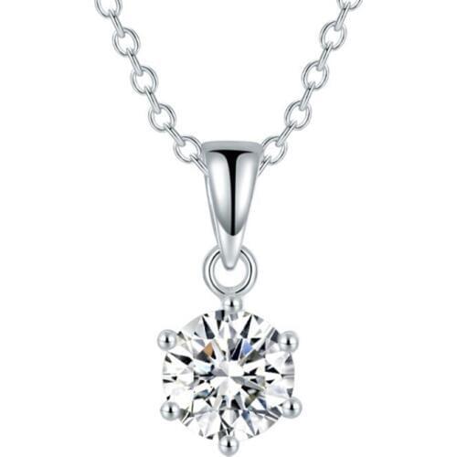 925 Silver Pendant Necklace 1ct round excellent moissanite DF color Women Clavicle Chain Anniversarry Gift Fine Jewelry