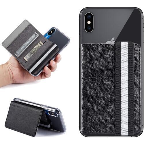 Canvas Leather Card Holder Sticker For iPhone 11 Pro X XR XS Max 6 6S 7 8 Plus Samsung Note 10 S10 S9 A50 A70 Phone Case Stands