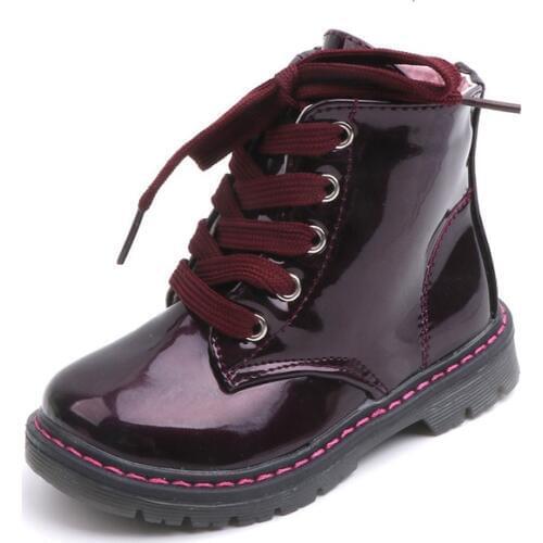 British Style Children Shoes Boys Girls Boots Fashion 2019 Autumn Short Ankle Martin PU Boots Shoes Lace-up Zipper Kids Boots