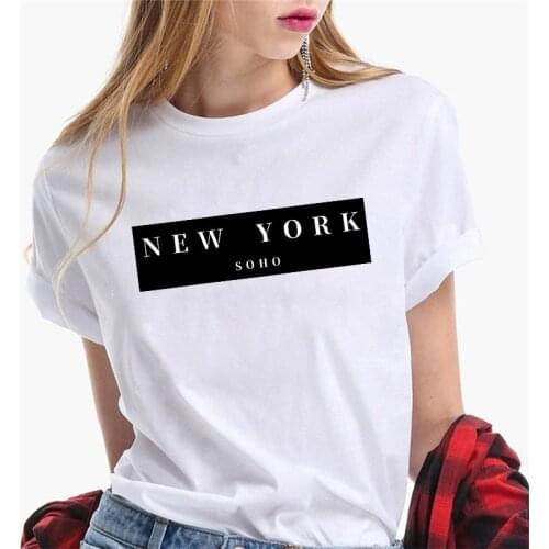 T-shirts For Women 2021 New York graphic tshirt Harajuku T-shirt Summer t shirt Fashion Tees Tops White Short Sleeve Femme