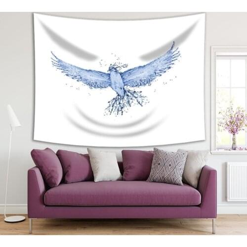 Tapestry Bird Made of Water Flying with Strong Wings Crystal Wildlife Nature Surrealist Artwork Blue
