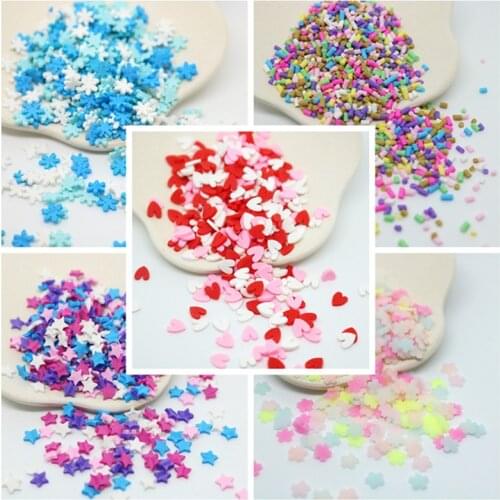 90g Heart Star Polymer Hot Clay Sprinkles for Slime Filler Crafts Fake Candy Cake Decor DIY Plastic Klei Tiny Cute Mud Particle