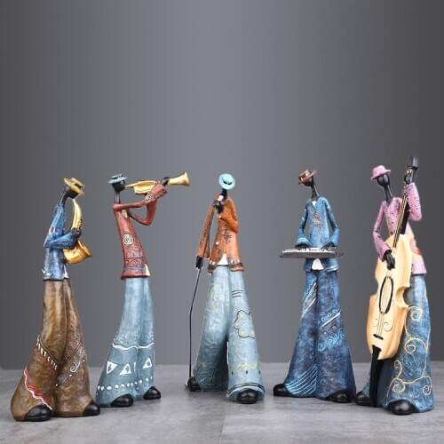 [HHT] Retro Creative Decor Art Musical Instrument Music Character Band Statue Bar Living Room Wine Cabinet Home Decoration Gifts